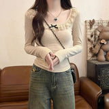 U Collar Collar Collarbone Sexy Bottom T-Shirt Girl Spring And Autumn Pure Lust Lace To Receive Waist Thin Inside Clothes