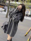 2025 Mid-Year Long-Collared Sweater Woman Covered Her Ass Autumn And Winter Piled Loose Lazy Wind Thick Bottom Shirt