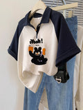 Polo Shirt With Short-Sleeved T-Shirt For Women's Summer Loose Design Feeling Half-Sleeve Oversize Mid-Long Top