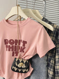 Positive Shoulder Cotton Short-Sleeved T-Shirt Girl 2025 New Summer Letter Folding Body Chic Small Short Top