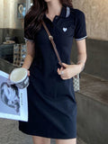 2025 Summer New Short-Sleeved POLO Shirt Collar Dress Girl Small College Style Fashion Sports T-Shirt Dress