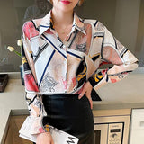 2025 New Hot Sales Commuting Fashion Fashion Print Long-Sleeved Chiffon Shirt Women