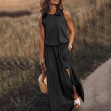 2026 Summer New Holiday Wind Solid Colored Rounded Clame Suspension Lantern Fork Dress Dress