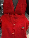 New Year's Christmas Red Button Love Sweater Coat Women's Autumn And Winter Loose Soft Han Knitted Open Shirt