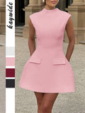 Dili Elegant Evening Dress Fashion Pure Color Short Dress Dress Women's Dress 2025 Autumn And Winter