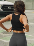 Women's Sexy Fashion Sports Vest Yoga Y2K Hot Girl U Collar Solid Color Bhish Blouse