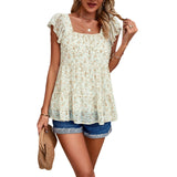 Dili Women's Clothing 2025 Spring And Summer Temperament Broken Flower Collar Top