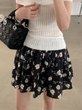 French Retro Black Floral Short Skirt 2026 Summer New High-Waist A-Word Tight Cake Skirt Small Half Skirt