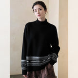 High Sense Of The Fair Island Wind Half-High Collar Long-Sleeved Knitted Shirt Women's Autumn And Winter New Fashionable Loose Warm Soft Glutinous Sweater