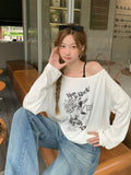 Large Version Of The Slanted Shoulder Print Long-Sleeved Sunscreen Shirt Women's New Chic Loose Lazy Blouse In The Summer Of 2026