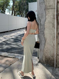 Pure Hot Girl Hanging Back Hanging Dress Girl Summer Bagg Hip Dress Holiday Style Open Fork Dress