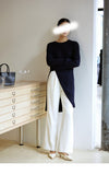 Spring New Black Long Side-Fork Knitted Sweater Dress Design Top