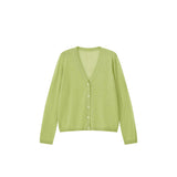 Summer Dopamine Green Ice Knitted Cardigan Women Summer Thin Loose Air Conditioning Long Sleeve Top