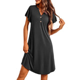 Spring And Summer Lady Home Dress Pyjamas Modale Short Sleeve V Neck Home Pajamas Dress