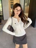 White Half-Neck Embroidered Long-Sleeved Knitted Shirt With Women 2026 Autumn And Winter New Design Sense Thin Bottom Top