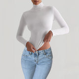 Dili 2025 Autumn And Winter Women's Y2K Solid Color Knitted Bottom Long-Sleeved Top