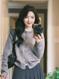 Korean Wearing Round-Neck Knitted Cardigan Women Early Autumn 2025 New Loose Thin Sweater Top Coat