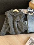 High-Necked Sweater Coat Women 2025 Autumn And Winter New Loose Lazy Wind Collar Outside Wearing Thick Knitted Open Shirt Tide