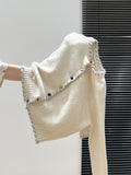 Color Buckle Thick Knitted Sweater Coat Women 2025 Autumn And Winter Languid Style Loose Design Feeling Long Sleeve Open Shirt Top