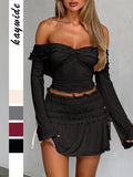 Dili Y2K Sexy Wind Solid Long-Sleeved T-Shirt Women's Top 2025 Autumn And Winter