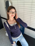 Fake Two Broken Flowers Shoulder Long-Sleeved T-Shirt Girl Spring 2026 New Slimming And Chic Sweet Spicy Top