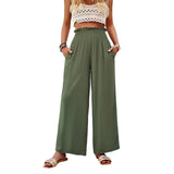 Dili Women's Clothing 2025 Spring And Summer Temperament Casual Solid Color To Take Loose Broad Legs Trousers