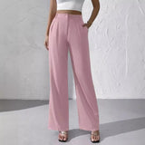 New Elegant Solid Color High-End Hanging Broad Leg Trousers Straight Suit Trousers Trousers Women's Pants