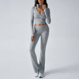 Dili 2025 Women's Casual Sports Knitted Long-Sleeved Trousers Two-Piece Suit Woman