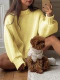 Dili Casual Simple Round Collar Long Sleeve Lined Sweater Women's 2025 Autumn And Winter