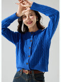 Klein Blue Knitted Sweater Cardigan Women 2025 Autumn Red Sweater Bottom Blue Collared Blouse Woman