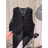 Irregular Hollow Sleeveless Vest Women Wear Knitted Shirts In Summer