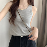 Sleeveless Wear Sling Vest Women's Summer Anti-Walking Suit Inside The Cover Of The Pair Of Milk Tight Thread To Play The Solid Color Top