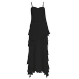 French Super Fairy Pure Lust Lotus Leaf Side Splicing Slinging Dress Female Summer High-Grade Slim Slimming Irregular Skirt