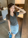Korean Academy Wind Polo Collar Short-Sleeved T-Shirt 2026 Spring And Summer New Shoulder Thin Beauty Top