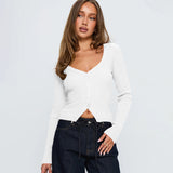 Women's Clothing 2025 Autumn And Winter Explosion V-Neck Long-Sleeved Ribnecked Cardigan Commuting Exquisite Women's Clothing Top