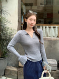 New Autumn And Winter Wearing V-Neck Knitted V-Neck Horn Long-Sleeved Bottom Shirt Inside The Slim Top Women's Clothing