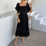 Dili 2025 Spring/Summer Bohemia Leisure Vacation Collider Two-Sleeveed Dresses Women's Dresses
