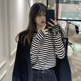 Striped Bottomed Shirt Women's Long-Sleeved Autumn And Winter 2026 New Korean Version Of The Air Loose T-Shirt Top