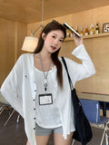 Unique Design Embroidered Round Collar Front Shoulder Long Sleeves Outside The Shirt Women's Early Autumn New Micropermeable Temperament Thin Top