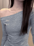 Pure Hot Girl Slim Thin Shoulder Long-Sleeved T-Shirt Women's Early Autumn High-End Feel Full Of Bottom Shirt Top