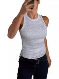 2025 Summer Women's Ribs Small Vest Round Collar Body Type Women's Vest