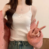 Lace Splicing Bottom Sling Sling Vest 2026 Spring New Suit With Bow Sexy Body