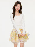 White V-Neck Bow Knitted Hollow Inside The Bottom Shirt Spring Long Sleeves To The Temperament Small Man Coat Woman