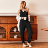Spring And Summer Lady Home Clothes Yarn Pit Coat Clad Trousers Casual Pajamas Set