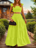 2025 Summer New Temperament Sexy Solid Color Sling Belt Large Two Sets Of Suit Dress