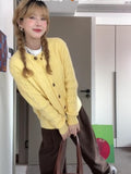 High-End Yellow Knitted Sweater Coat Women's Spring And Autumn 2025 New Lazy Outside The Small Shirt Short Shirt