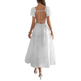 Dili Leisure Holiday Bubble Sleeve Dress Women's Dress 2025 Summer