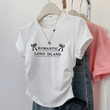 Short Gray Short-Sleeved T-Shirt Women's 2025 Summer New Fashion Gas Explosion Clothes To Repair Cotton Top