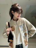 College Style Knitted Cardigan Women Autumn And Winter Miu Sweater Coat Korean Zippered Tidly Taut Loose Lazy T-Shirt