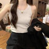 Threaded Sling Vest Women's Summer 2026 Spring And Autumn New Sleeveless Slimming Lascrewed Labskin Top